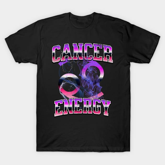 Cancer Energy Retro Lightning Birthday Zodiac Sign Astrology T-Shirt by Lavender Celeste